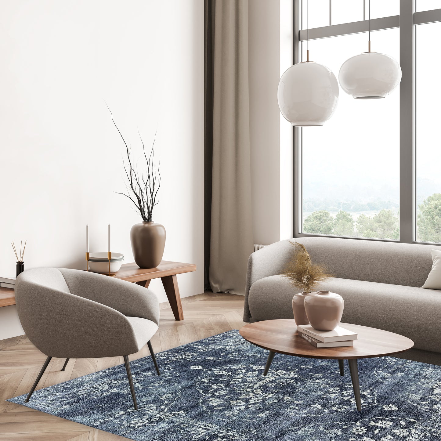 Everlee Medallion Blue Rug